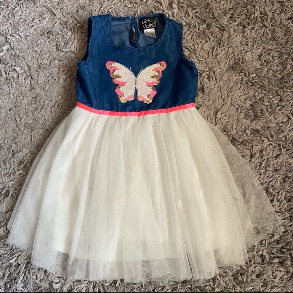 Pink & Violet Sequin Butterfly And Tulle Size 4 Sleeveless Dress NWT Retail $38